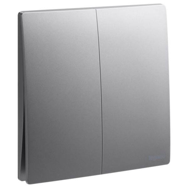 Mallia Senses - 2 gang 1 way switch 16AX - Dark Silver