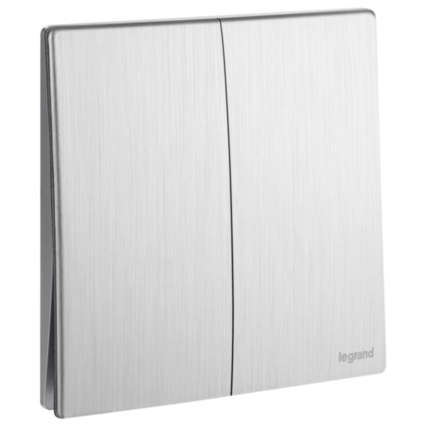 Mallia Senses - 2 gang 2 way switch 16AX - Brushed Aluminium