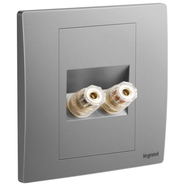 Mallia Senses - 1 gang single loudspeaker socket outlet - Dark Silver