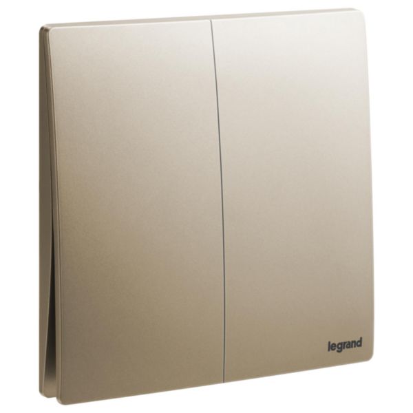 Mallia Senses - 2 gang 1 way switch 16AX - Dark Bronze