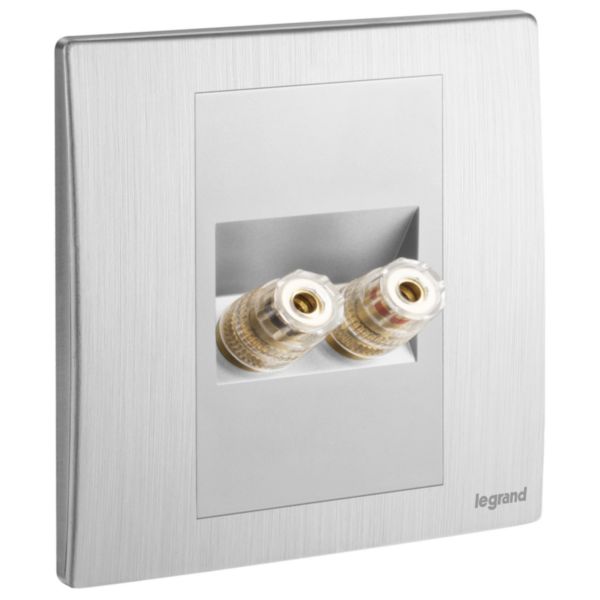Mallia Senses - 1 gang single loudspeaker socket outlet - Brushed Aluminium