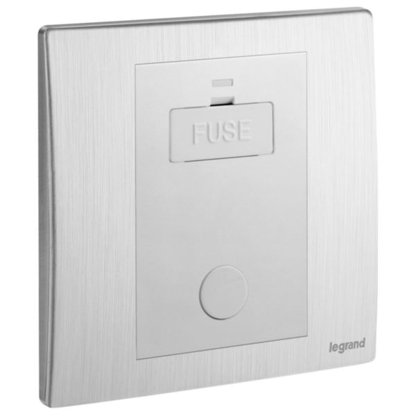 Mallia Senses - 1 gang unswitched fused connection unit with cord outlet - 13A - Brushed Aluminium