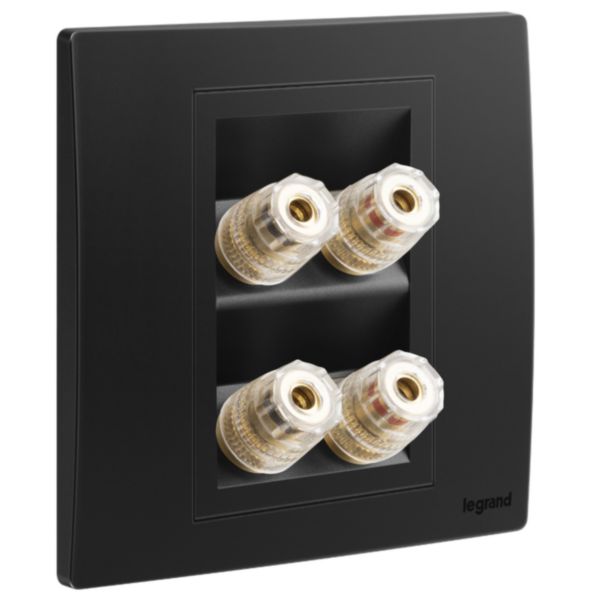Mallia Senses - 2 gang single loudspeaker socket outlet - Matt Black