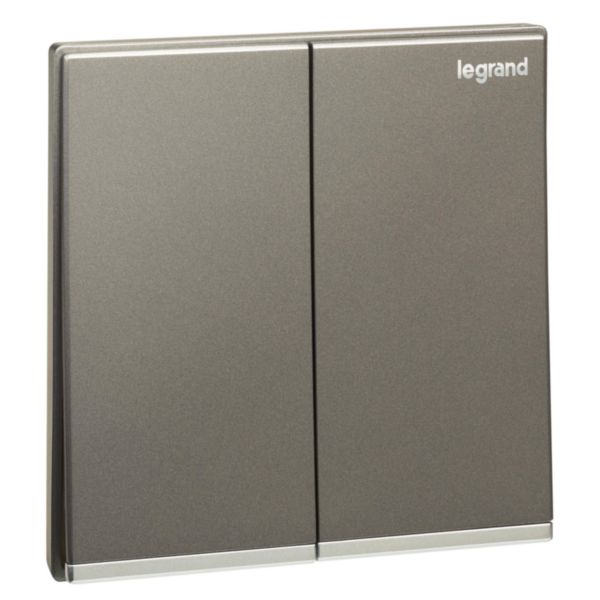 Galion - 2 gangs 1 way switch 16AX - Dark Silver