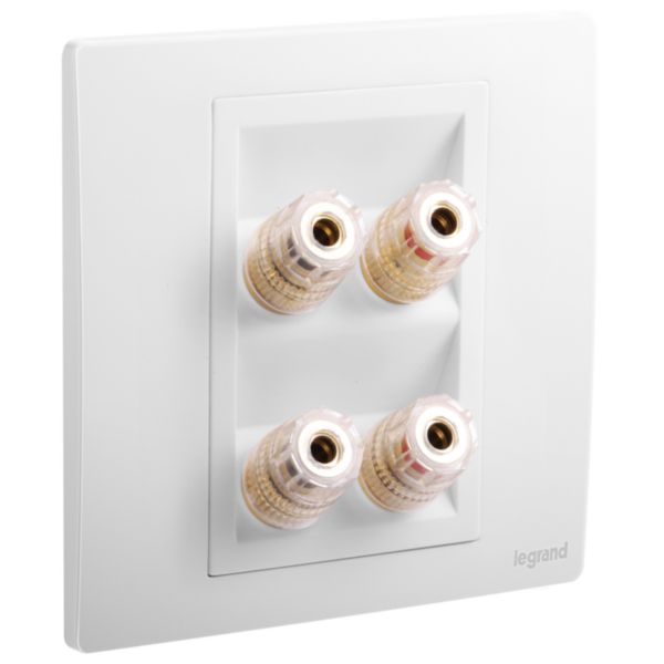Mallia Senses - 2 gang single loudspeaker socket outlet - Matt White